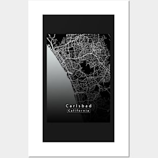 Calrsbad California City Map dark Posters and Art